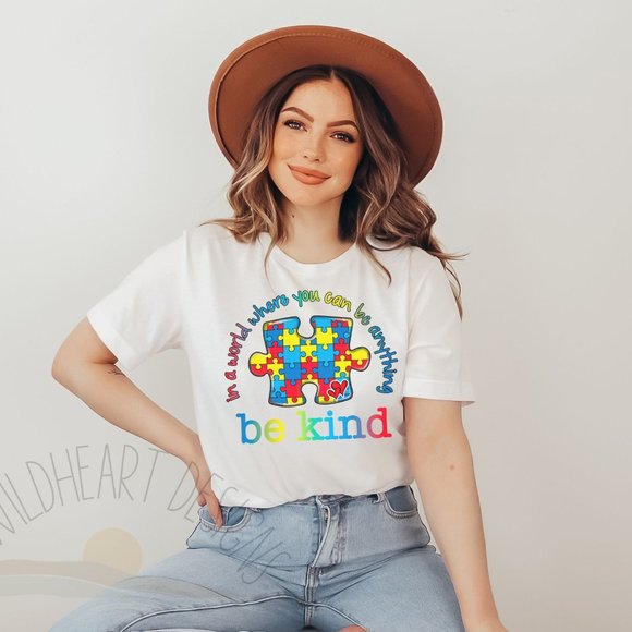 Autism Awareness T-shirt Be Kind Shirt Unisex Short Sleeve Tee - Picture 4 of 6